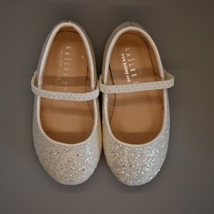 Kaileep Ridley White Rock Glitter Maryjane Ballet Flats - Size 7 Toddler / White